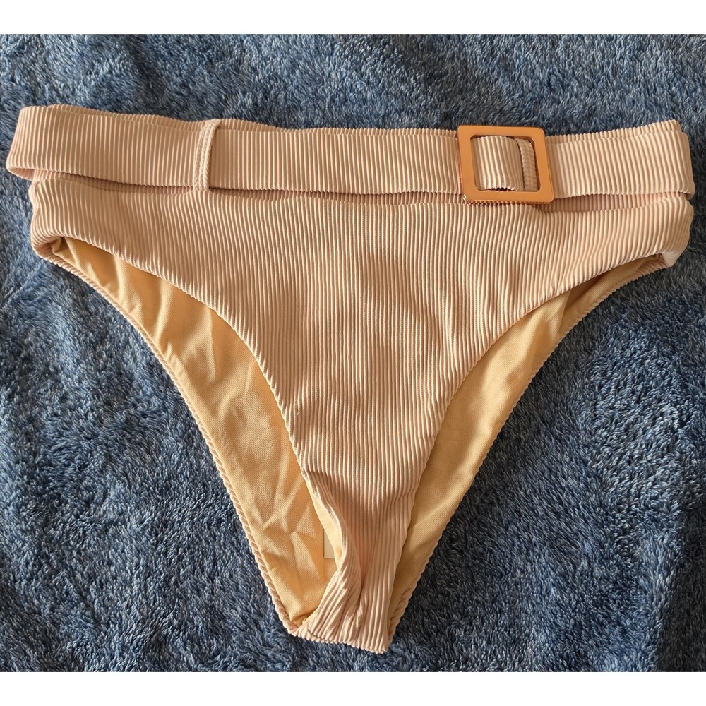 NWT Sports Illustrated Bikini Bottom Belt 12 Peach Ribbed Swimwear Swim Brief